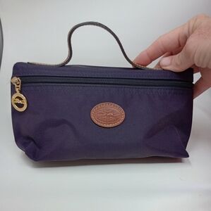 Vintage Long Champ Makeup Bag Plum Purplish Navy Logo Numbered